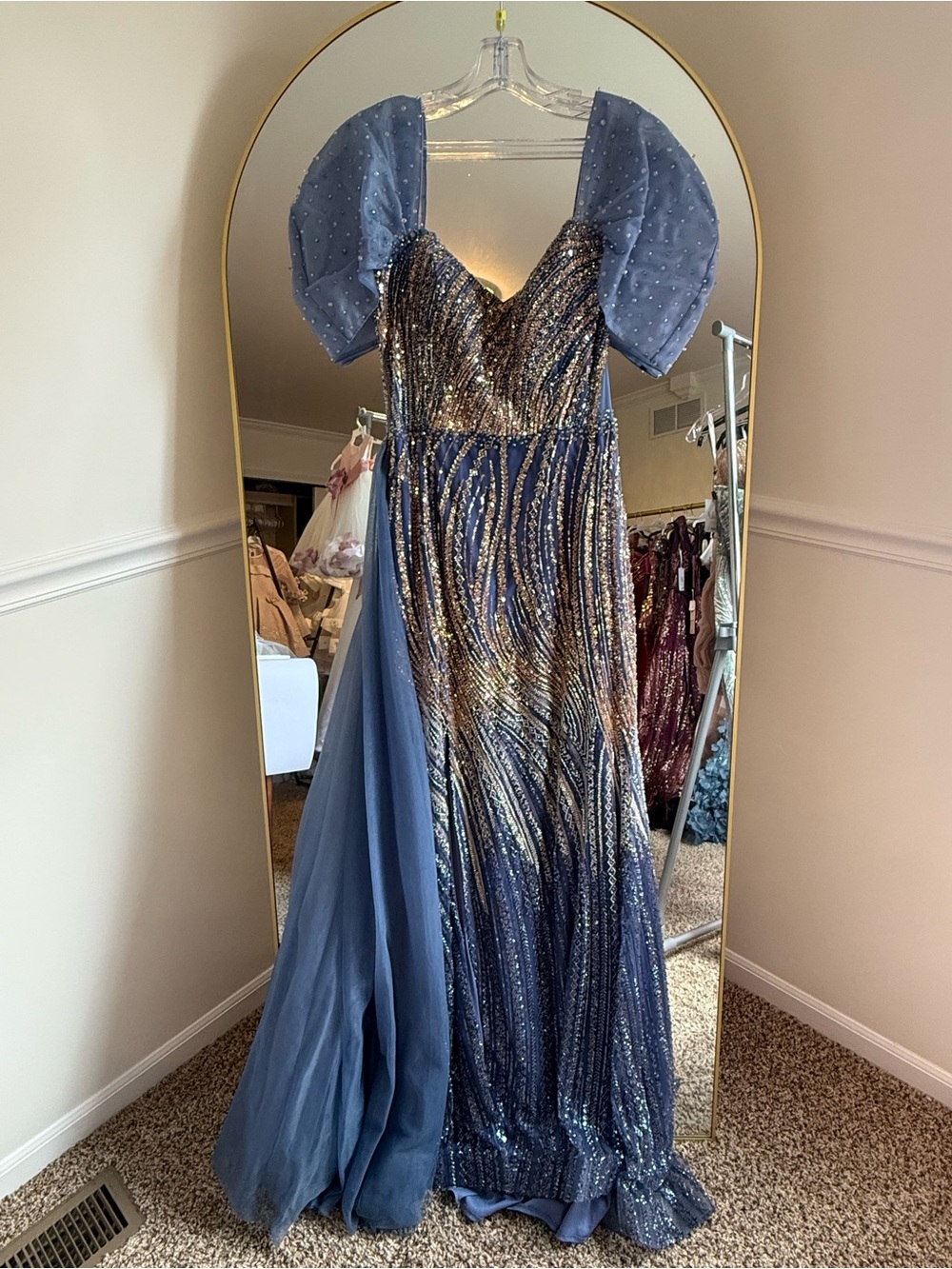 Elegant Blue Evening Gown Size 12 New With Tags